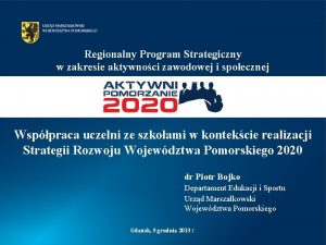 Regionalny Program Strategiczny w zakresie aktywnoci zawodowej i
