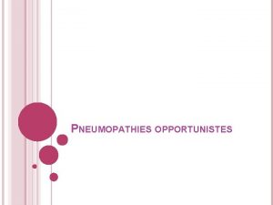 PNEUMOPATHIES OPPORTUNISTES INTRODUCTION Pneumopathie chez limmunodprim non VIH