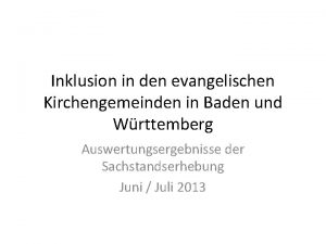 Inklusion in den evangelischen Kirchengemeinden in Baden und