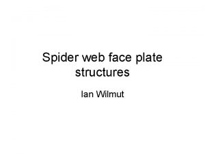 Spider web face plate structures Ian Wilmut Status