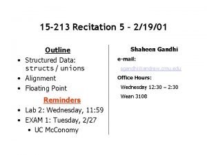 15 213 Recitation 5 21901 Outline Structured Data