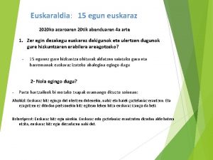 Euskaraldia 15 egun euskaraz 2020 ko azaroaren 20