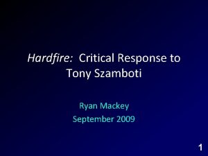 Hardfire Critical Response to Tony Szamboti Ryan Mackey