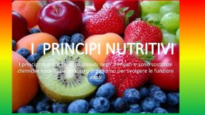 I PRINCIPI NUTRITIVI I principi nutritivi sono contenuti