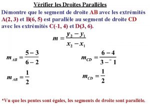 Vrifier les Droites Parallles Dmontre que le segment