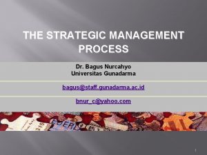 THE STRATEGIC MANAGEMENT PROCESS Dr Bagus Nurcahyo Universitas