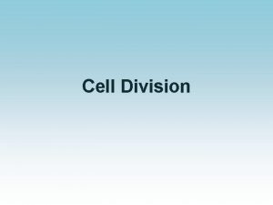 Cell Division Division of the Cell Chapter 10