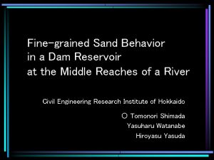 Finegrained Sand Behavior in a Dam Reservoir at