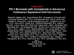 Original Article PD1 Blockade with Cemiplimab in Advanced
