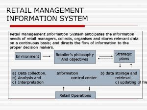 RETAIL MANAGEMENT INFORMATION SYSTEM Retail Management Information System