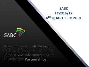 SABC FY 201617 4 TH QUARTER REPORT SABC