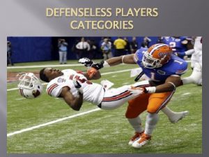 DEFENSELESS PLAYERS CATEGORIES DEFENSELSS PLAYER DEFINITION A PLAYER