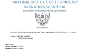 NATIONAL INSTITUTE OF TECHNOLOGY KARNATAKA SURATHKAL DEPARTMENT OF