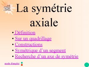 La Gomtrie Autrement La symtrie axiale Dfinition Sur