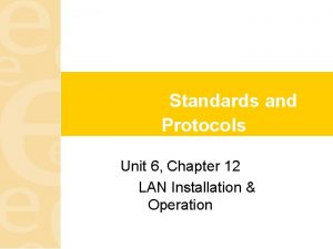 Standards and Protocols Unit 6 Chapter 12 LAN