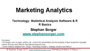 Marketing Analytics Technology Statistical Analysis Software R R