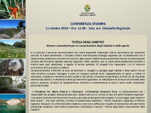 REGIONE CALABRIA Dipartimento Ambiente CONFERENZA STAMPA 11 ottobre