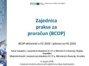 Zajednica prakse za proraun BCOP BCOP aktivnosti u