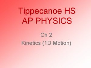 Tippecanoe HS AP PHYSICS Ch 2 Kinetics 1