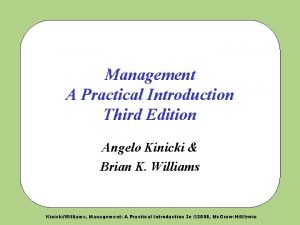 Management A Practical Introduction Third Edition Angelo Kinicki