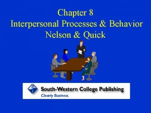 Chapter 8 Interpersonal Processes Behavior Nelson Quick Communication