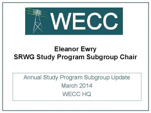 Eleanor Ewry SRWG Study Program Subgroup Chair Annual