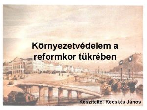 Krnyezetvdelem a reformkor tkrben Ksztette Kecsks Jnos Az