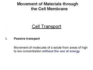 Movement of Materials through the Cell Membrane Cell