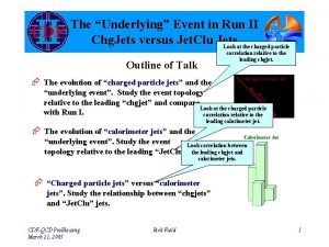 The Underlying Event in Run II Chg Jets