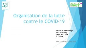 Organisation de la lutte contre le COVID19 Service