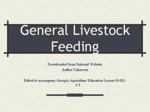 General Livestock Feeding Downloaded from National Website Author