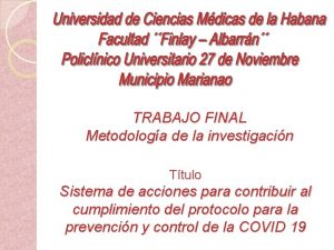 TRABAJO FINAL Metodologa de la investigacin Ttulo Sistema