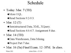 Schedule Today Mar 7 TH u More OQL