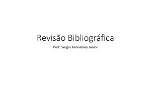 Reviso Bibliogrfica Prof Srgio Kannebley Jnior Reviso da