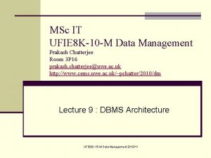 MSc IT UFIE 8 K10 M Data Management