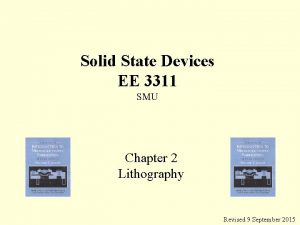 Solid State Devices EE 3311 SMU Chapter 2