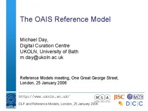 The OAIS Reference Model Michael Day Digital Curation