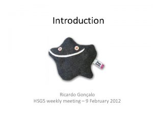 Introduction Ricardo Gonalo HSG 5 weekly meeting 9