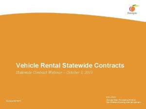 Vehicle Rental Statewide Contracts Statewide Contract Webinar October
