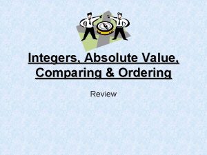 Integers Absolute Value Comparing Ordering Review Integers Integers