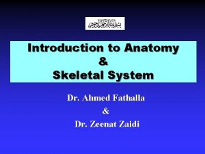 Introduction to Anatomy Skeletal System Dr Ahmed Fathalla