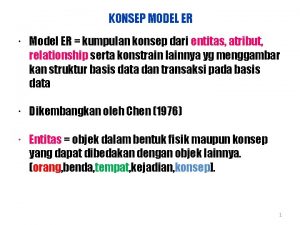 KONSEP MODEL ER Model ER kumpulan konsep dari