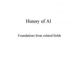 History of AI Foundations from related fields Philosophy