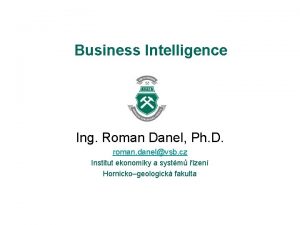 Business Intelligence Ing Roman Danel Ph D roman
