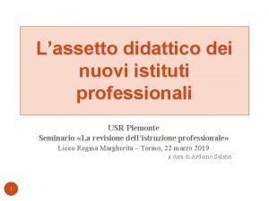 Lassetto didattico dei nuovi istituti professionali USR Piemonte