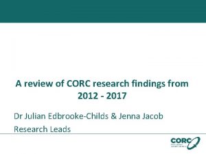 A review of CORC research findings from 2012