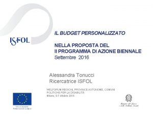 IL BUDGET PERSONALIZZATO NELLA PROPOSTA DEL II PROGRAMMA