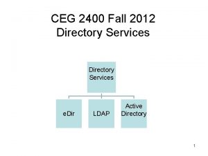 CEG 2400 Fall 2012 Directory Services e Dir