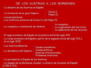 DE LOS AUSTRIAS A LOS BORBONES La dinasta