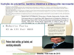 Nutrio do prtermo bactria intestinal e enterocolite necrosante